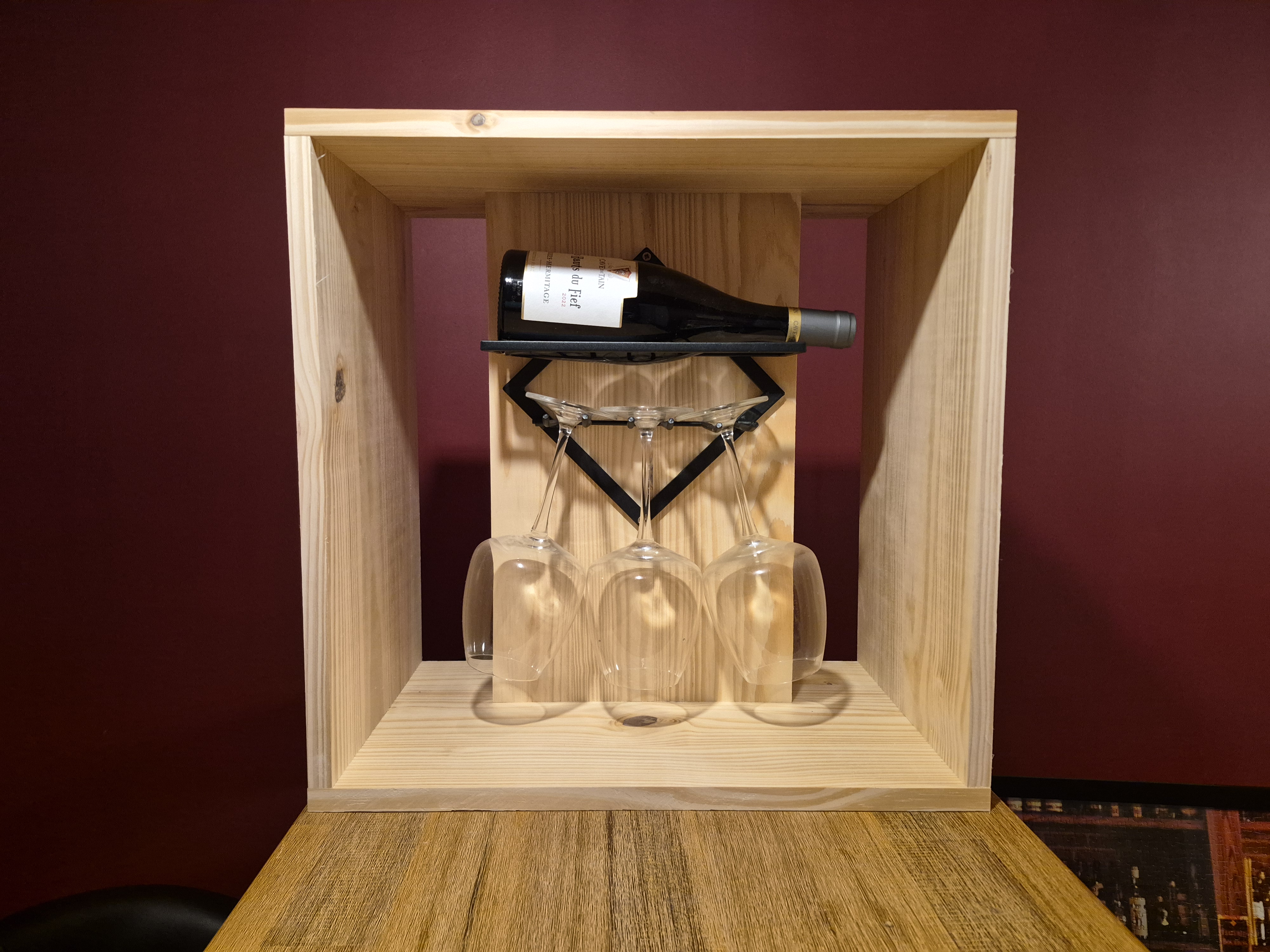 Présentoir bouteille et 3 verres
